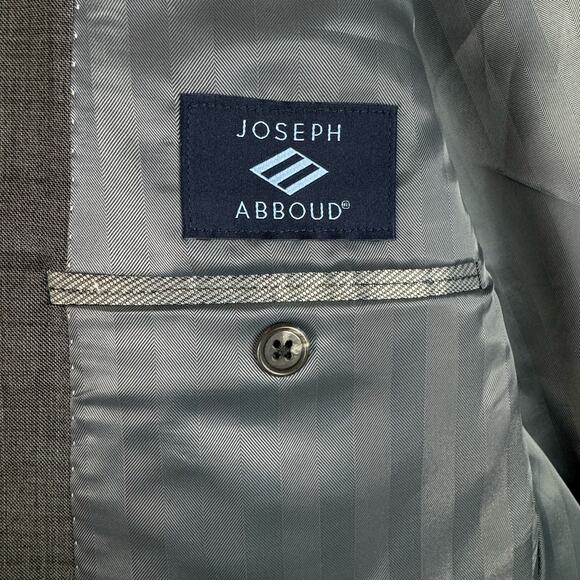 Joseph Abboud Mens 100% Wool Suit Jacket Coat Blazer Gray Made in USA Size 46R - Picture 9 of 11
